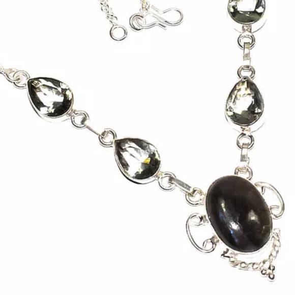 New Labradorite Gemstone 925 Silver Necklace - Picture 3 of 4